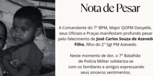 Criança morre após disparo acidental de arma de fogo do pai militar