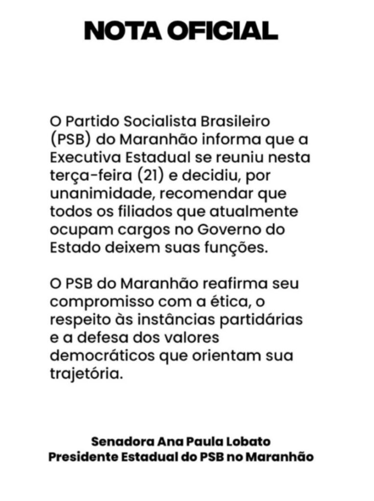 Após áudios: PSB oficializa saída do governo Carlos Brandão