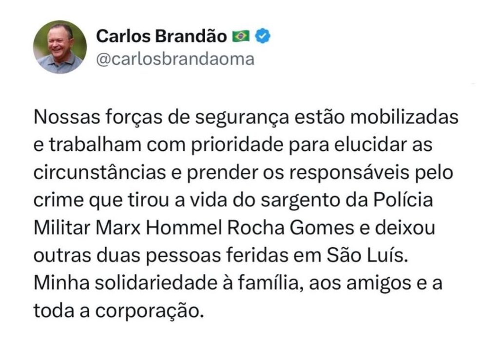 Brandão garante prioridade na investigação de assassinato de sargento da PMMA em São Luís