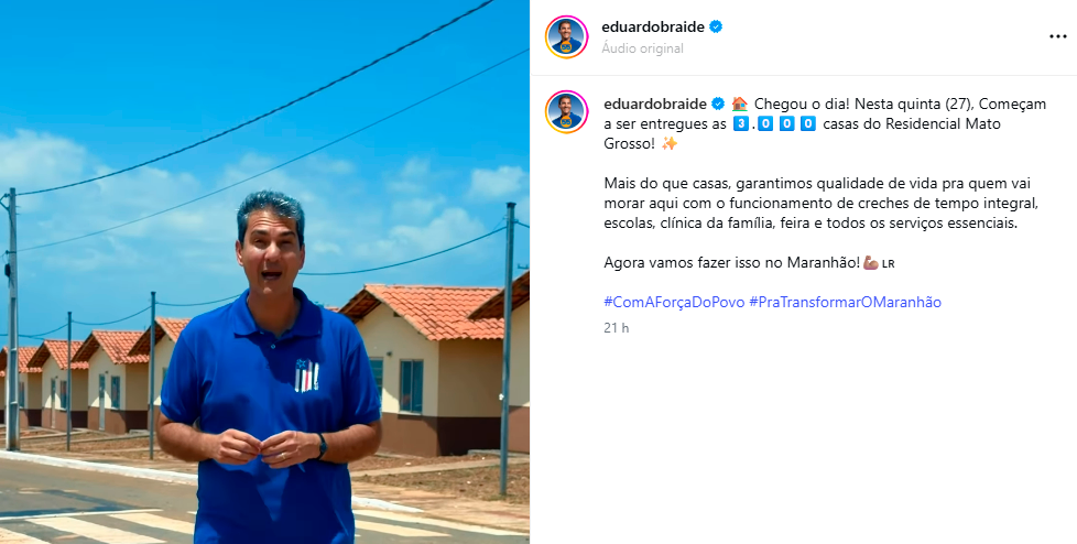 Braide é barrado pela Justiça Eleitoral em inauguração do Residencial Mato Grosso
